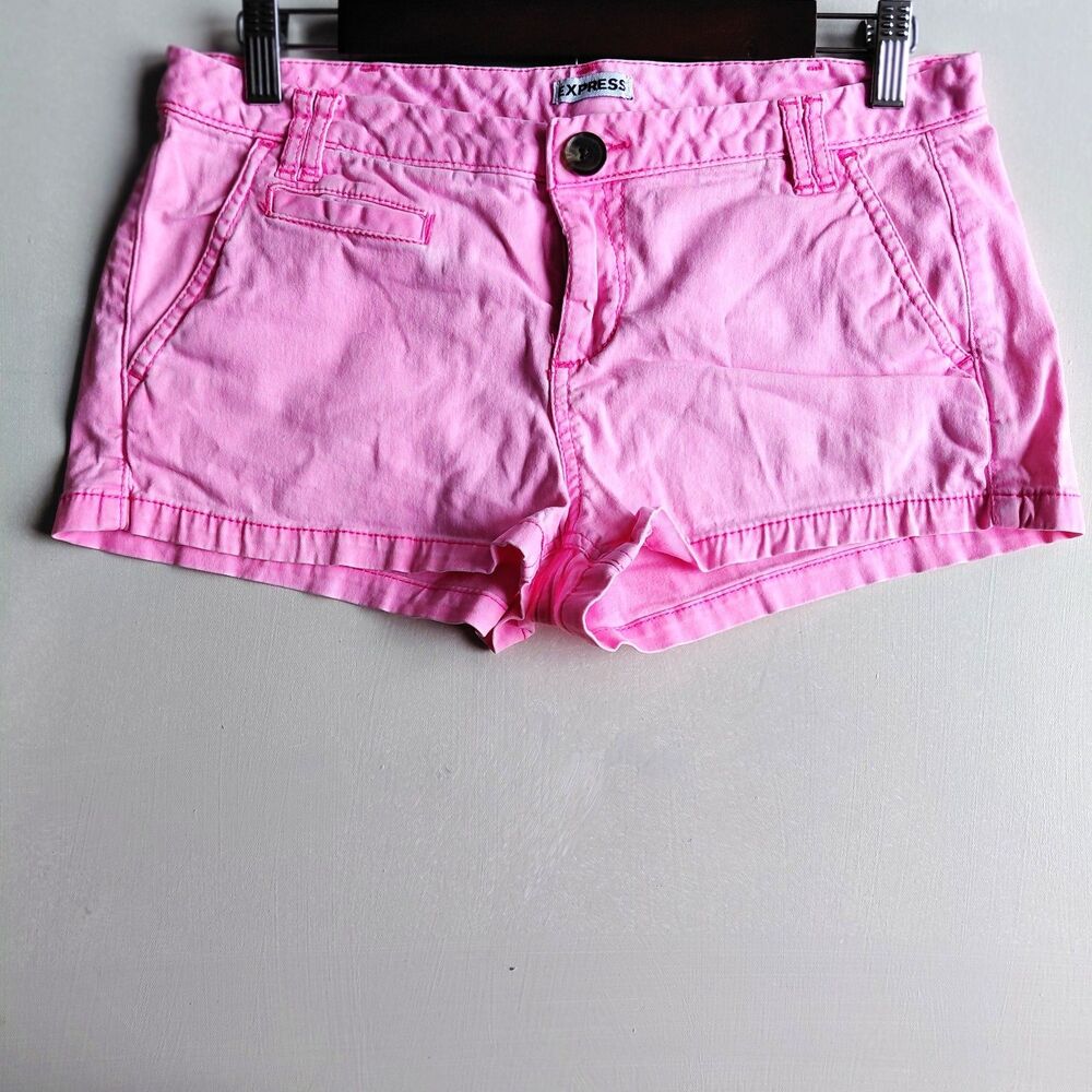 Vintage Express Womens Y2K Pink Low Rise Shorts Sz 6 00s Mall Barbiecore Summer